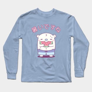 Cute Polar Bear Eating Watermelon Summer Its Hot Long Sleeve T-Shirt